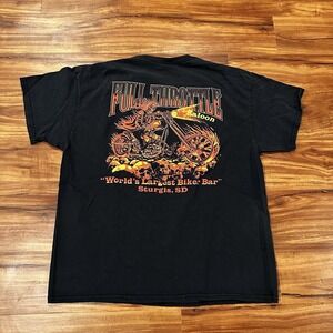 Full Throttle Saloon Shirt Mens XL Black Skull Motorcycle Graphic Tee Sturgis SD